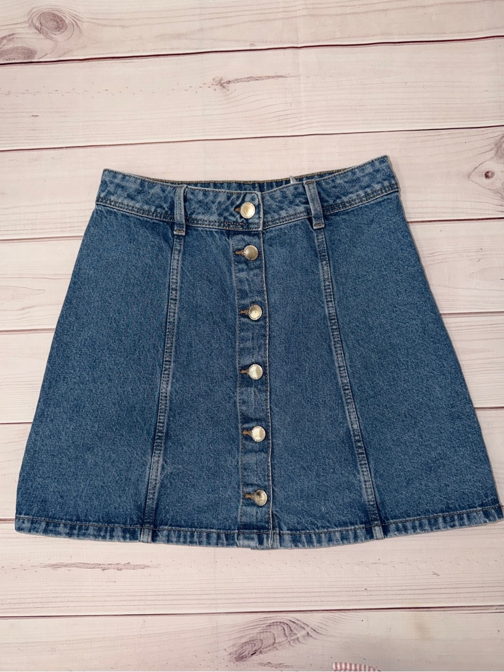 H&M Divided Denim Button Front Mini Skirt Size 2
